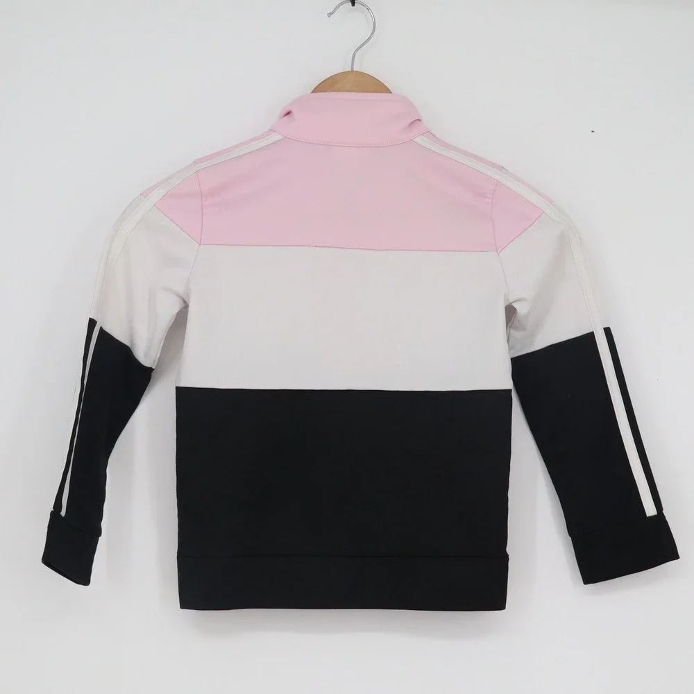Adidas Girls Pink White Black Colorblock Full Zip Track Jacket Size 7